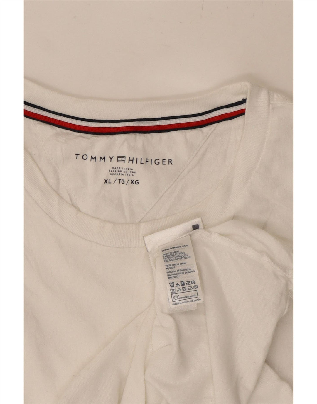 TOMMY HILFIGER Mens T-Shirt Top XL White Cotton Vintage Tommy Hilfiger and Second-Hand Tommy Hilfiger from Messina Hembry 