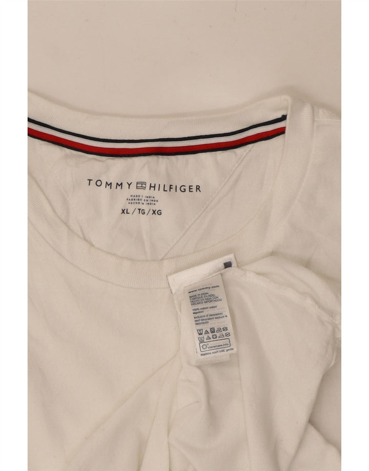 TOMMY HILFIGER Mens T-Shirt Top XL White Cotton Vintage Tommy Hilfiger and Second-Hand Tommy Hilfiger from Messina Hembry 