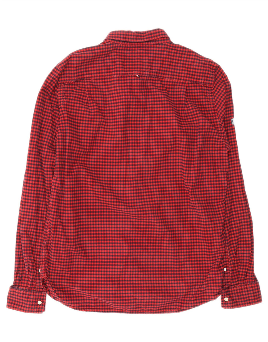 Camisa masculina de flanela sob medida SUPERDRY XL algodão guingão vermelho