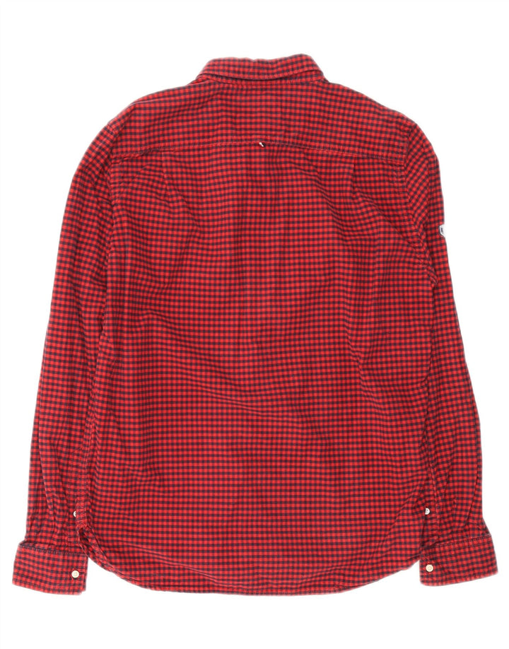 Camisa masculina de flanela sob medida SUPERDRY XL algodão guingão vermelho