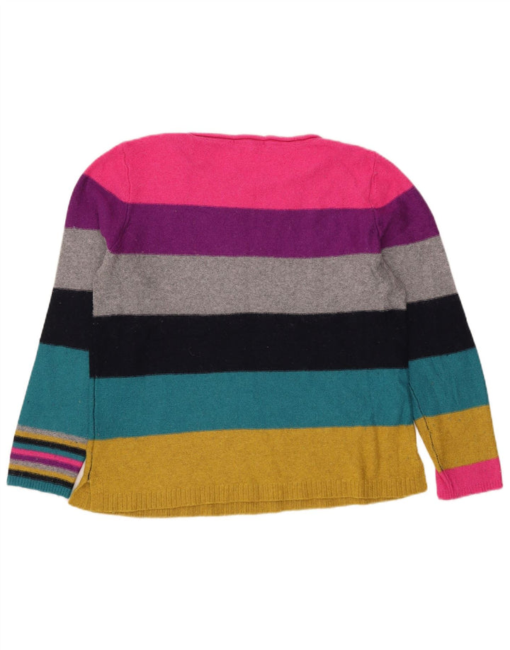 Suéter feminino com gola canoa White Stuff Reino Unido 16 grande multicolorido