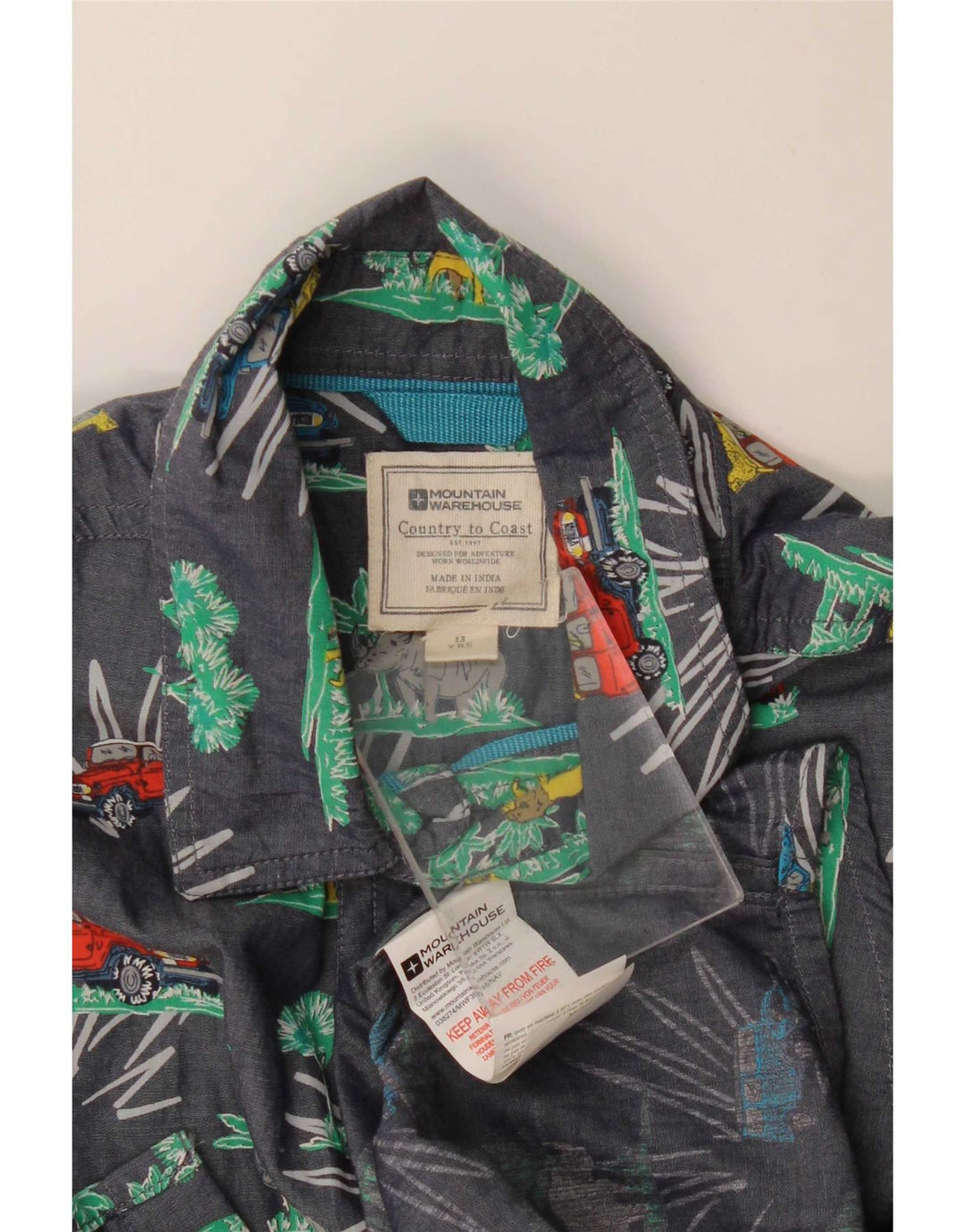 Camisa Mountain Warehouse Boys com padrão abstrato 12-13 anos azul marinho