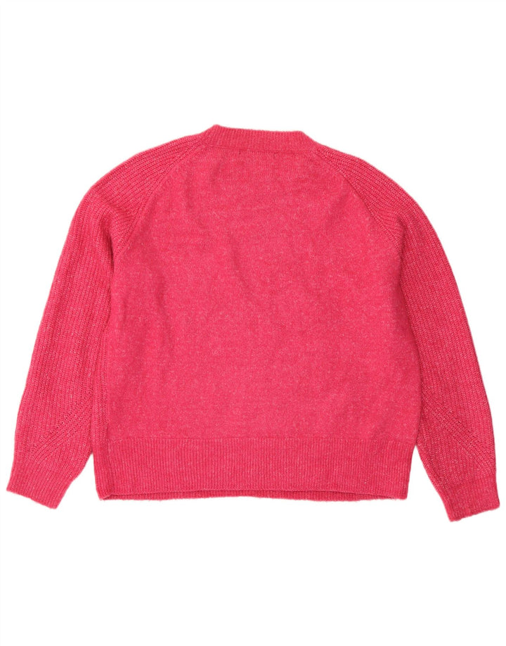 Suéter feminino Marks & Spencer com gola redonda Reino Unido 14 médio rosa manchado