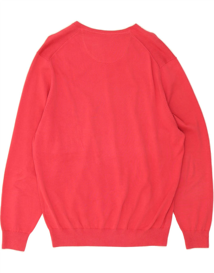 MASSIMO DUTTI Womens V-Neck Jumper Sweater UK 20 2XL Pink Cotton Vintage Massimo Dutti and Second-Hand Massimo Dutti from Messina Hembry 