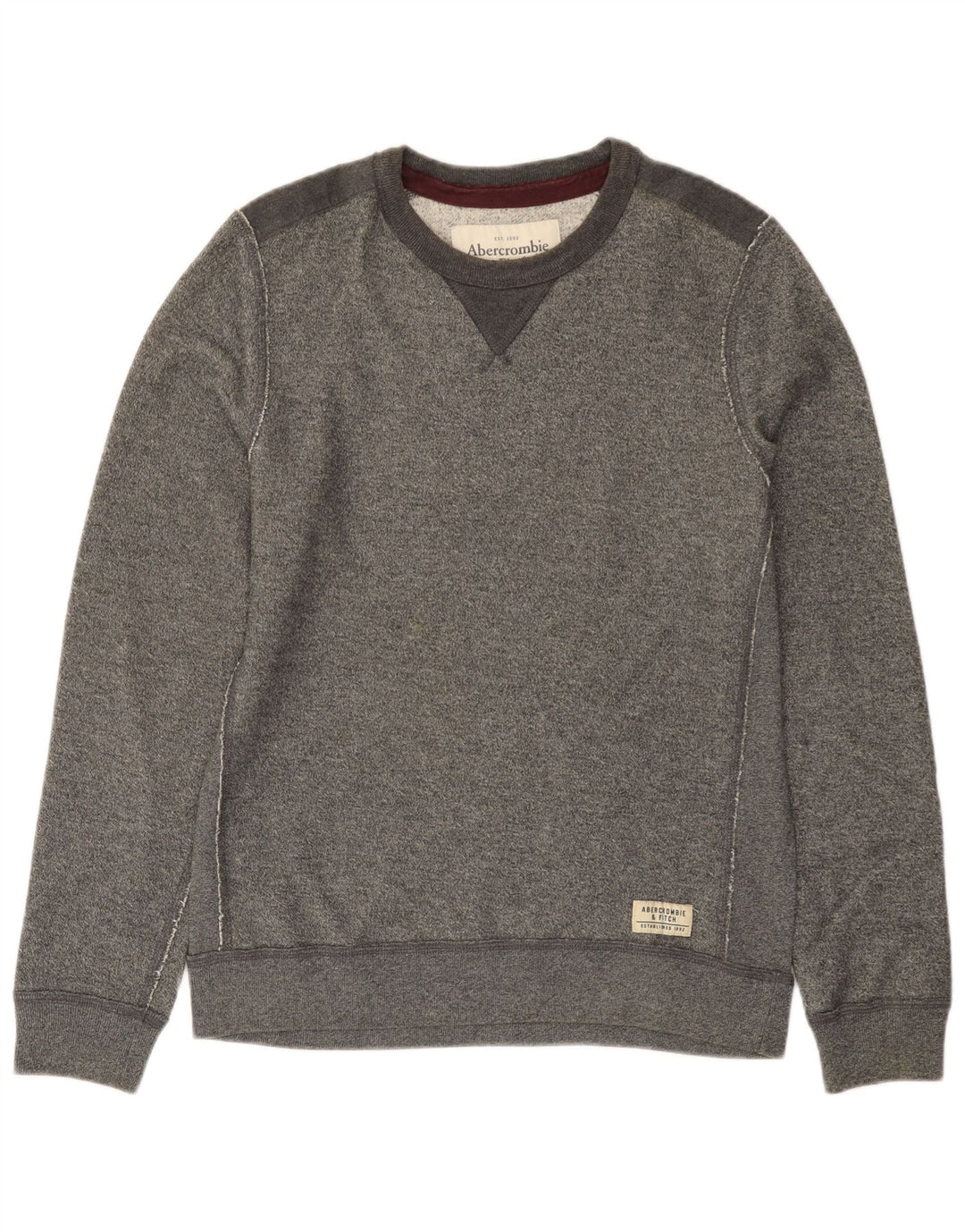 ABERCROMBIE & FITCH moletom masculino jumper cinza médio algodão colorblock