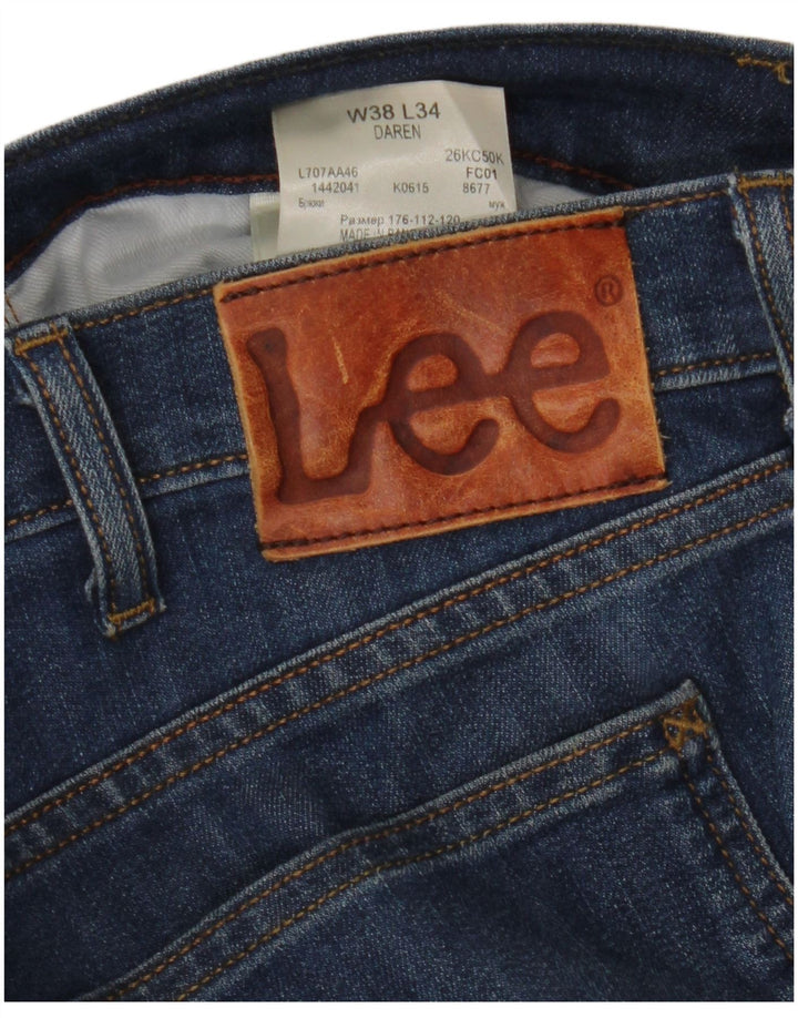 Lee Mens Daren Straight Jeans W38 L28 Azul Algodão