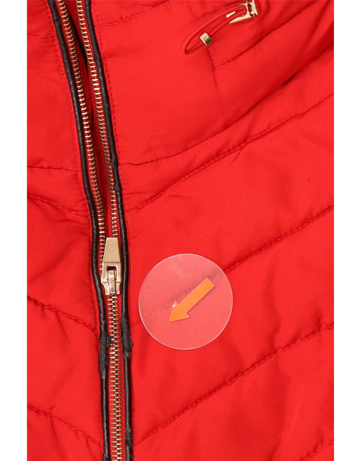 Jaqueta acolchoada feminina Zara UK 14 grande poliéster vermelho