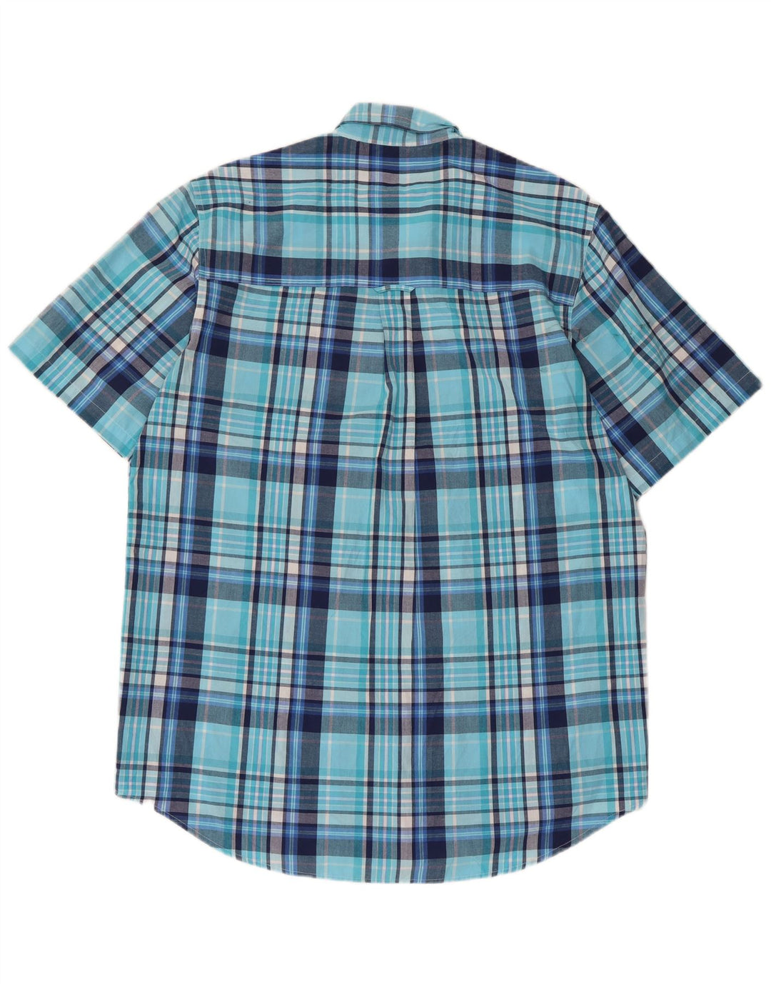 Camisa masculina de manga curta Chaps Easy Care de algodão xadrez azul grande