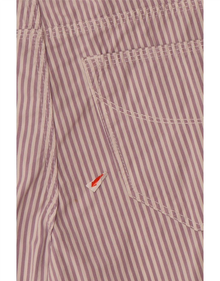 Calça feminina casual reta SIVIGLIA W31 L33 algodão listrado roxo