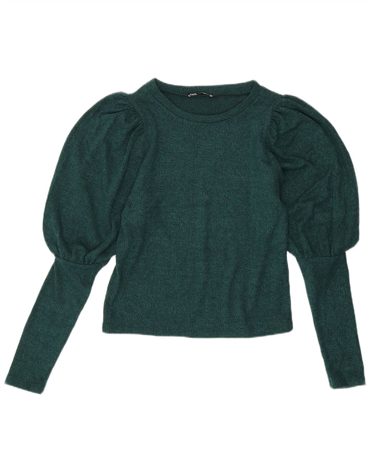 Suéter feminino ZARA com gola canoa Reino Unido 10 pequeno verde