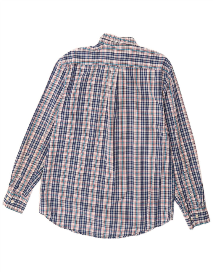 Camisa masculina Izod pequena algodão guingão azul