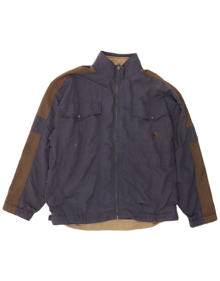 Adidas Mens Bomber Jacket UK 40/42 Médio Azul Marinho Colorblock Poliéster