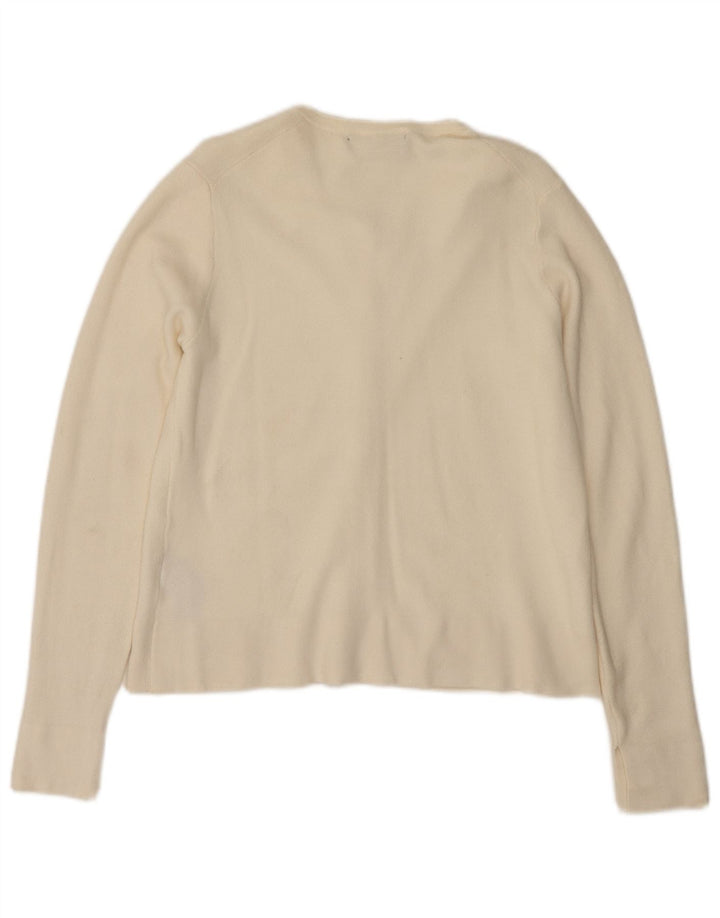 Suéter cardigã feminino Zara Reino Unido 12 viscose branca média