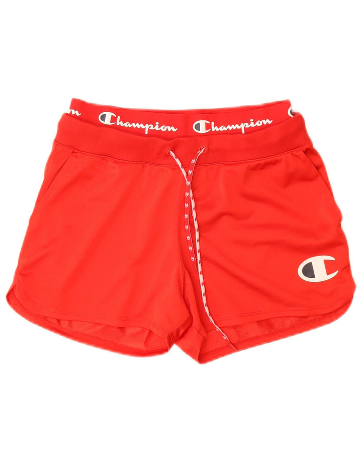 Shorts esportivos gráficos femininos CHAMPION UK 4 XS poliéster vermelho