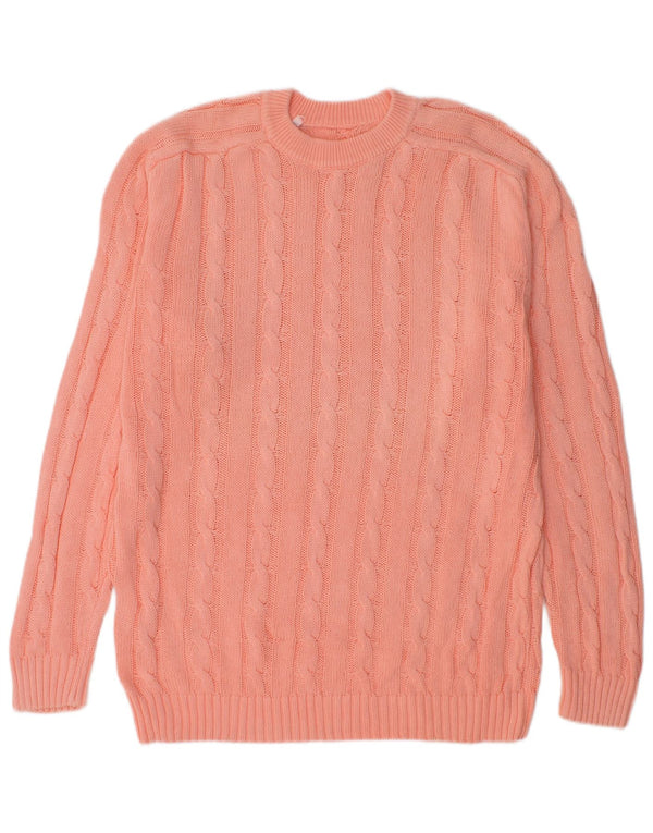 Suéter vintage masculino com gola redonda grande rosa