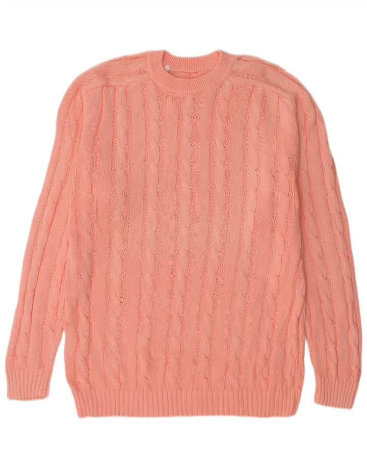 Suéter vintage masculino com gola redonda grande rosa