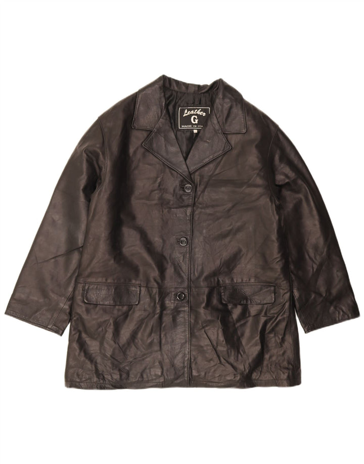 Jaqueta de couro feminina vintage IT 48 XL couro preto