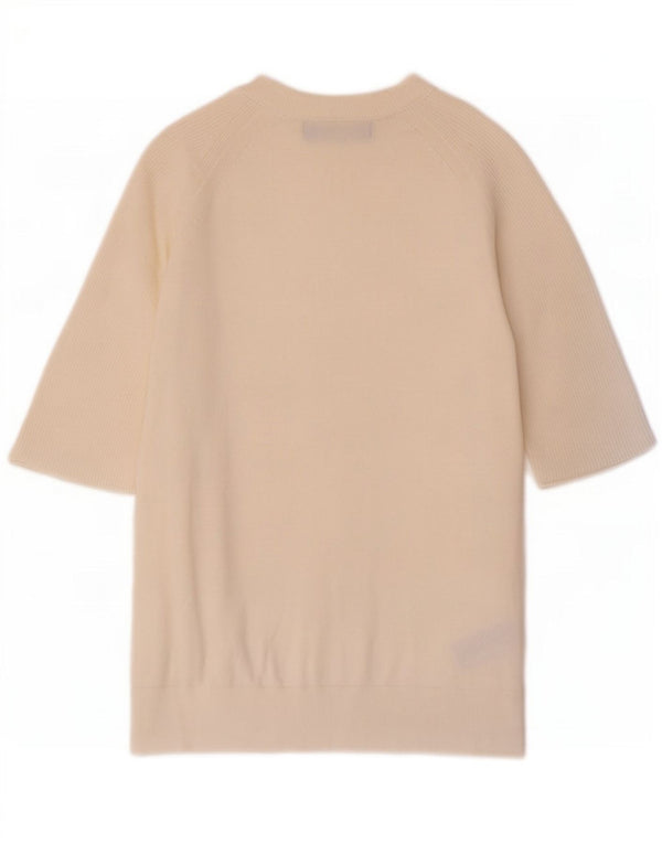 Suéter feminino Marks & Spencer com gola canoa Reino Unido 10 pequeno off white