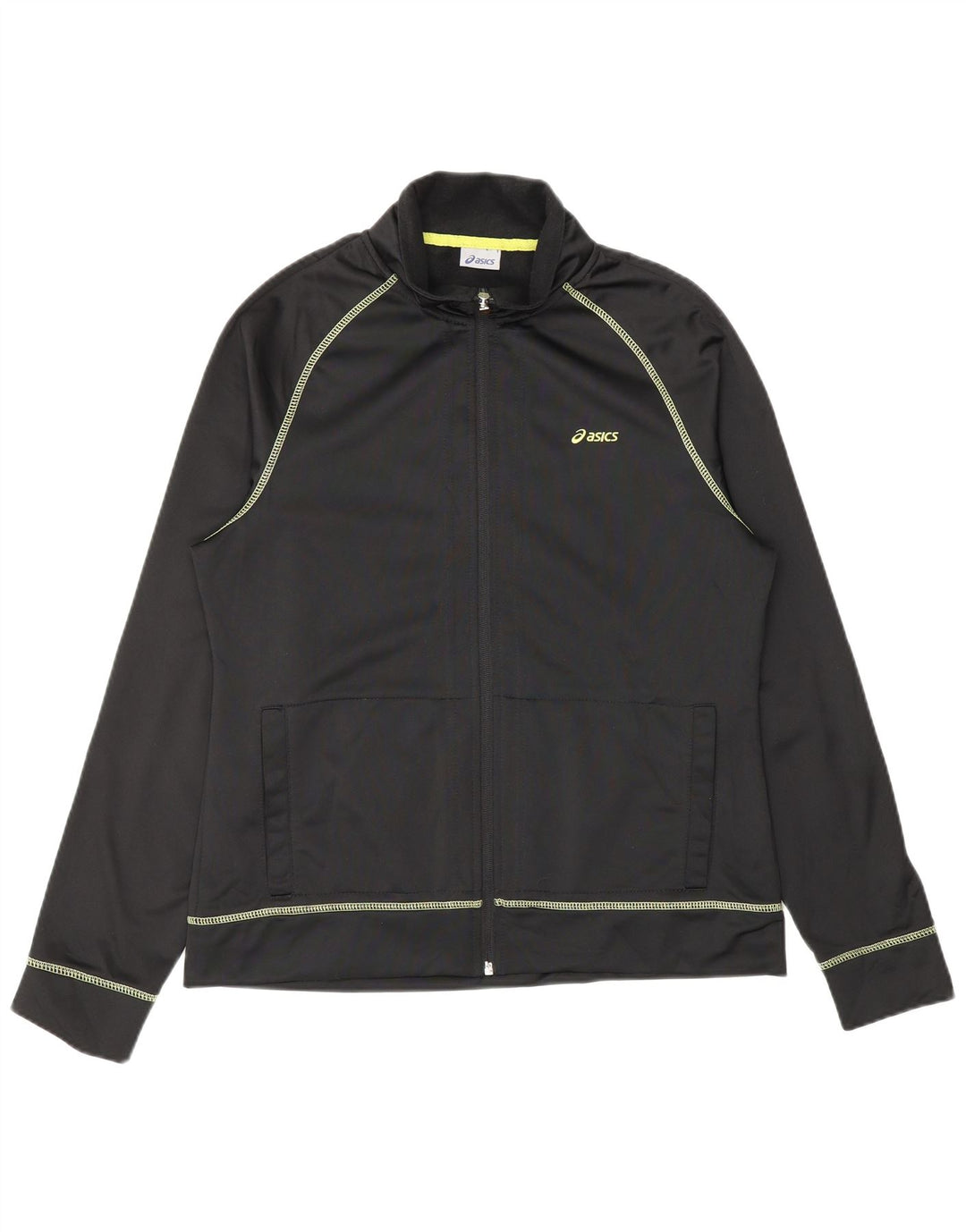 ASICS Womens Tracksuit Top Jacket UK 14 Grande Poliéster Preto