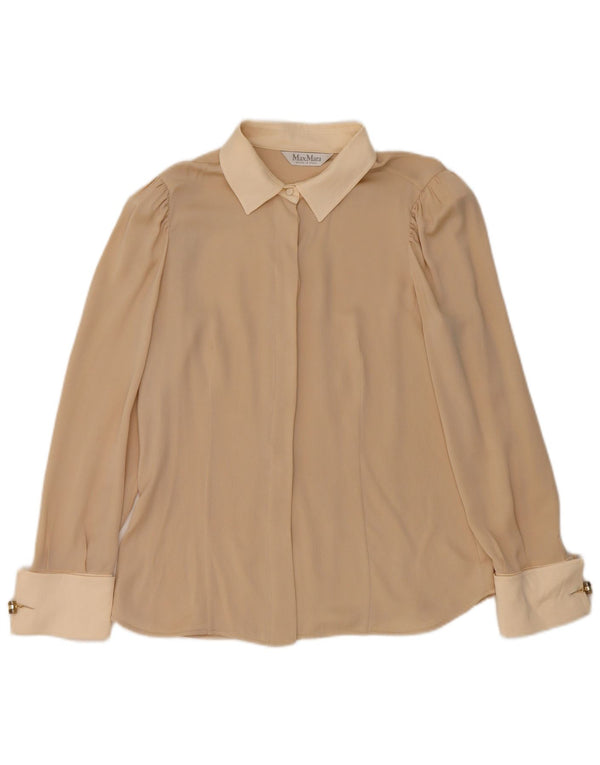 Blusa feminina Max Mara UK 10 pequena bege colorblock