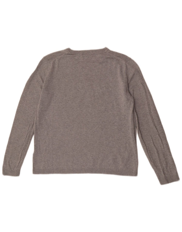 Suéter feminino Tommy Hilfiger com gola canoa UK 18 XL cinza manchado
