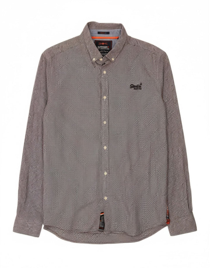 Camisa masculina SUPERDRY regular fit grande algodão houndstooth cor de vinho