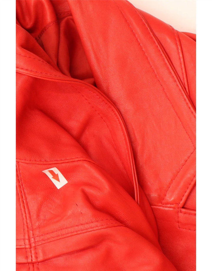 Casaco de couro oversized feminino vintage UK 18 XL vermelho