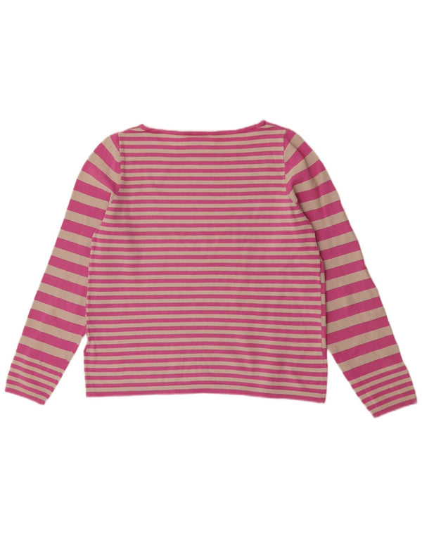 Suéter feminino Tommy Hilfiger com gola canoa e listrado rosa grande UK 14