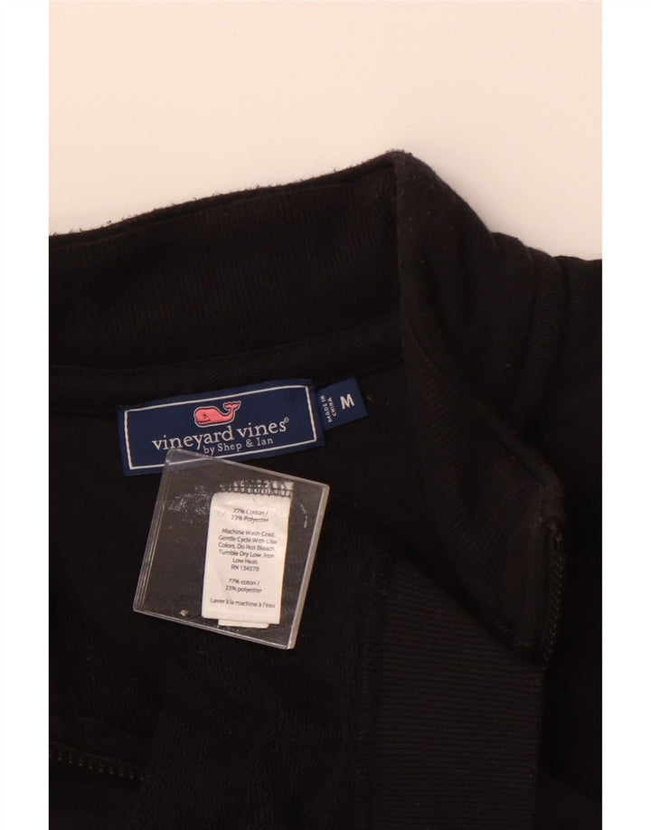 VINEYARD VINES Moletom masculino solto com zíper e gola alta, preto médio