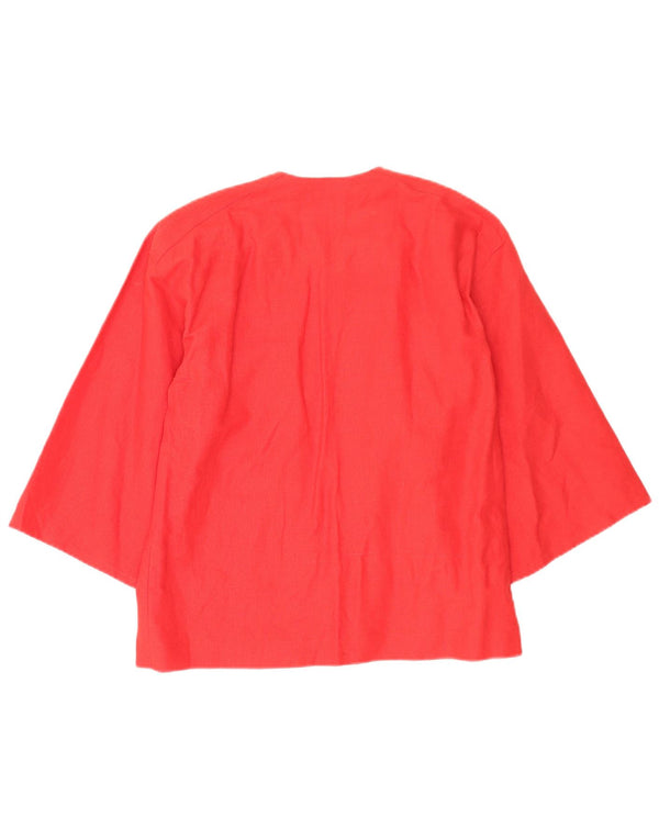 Blusa feminina vintage manga 3/4 UK 16 grande vermelha