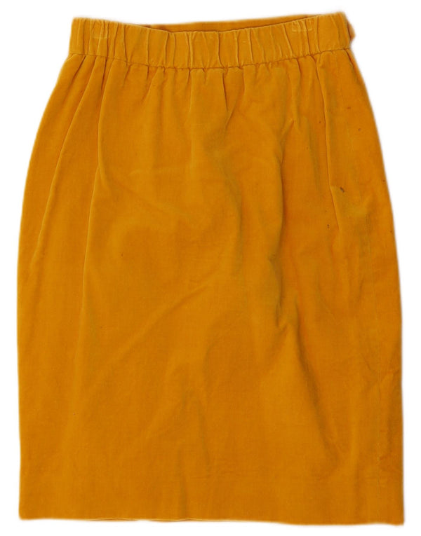 Saia lápis feminina vintage UK 12 médio W26 amarelo