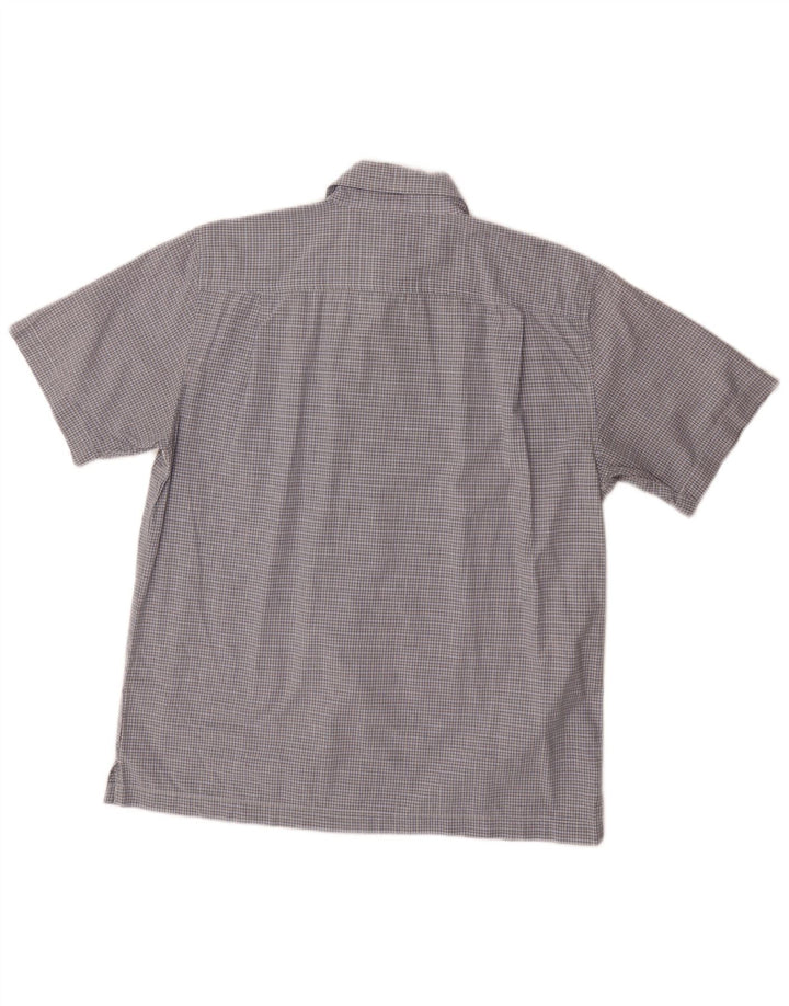 Camisa masculina de manga curta DOCKERS algodão xadrez azul médio