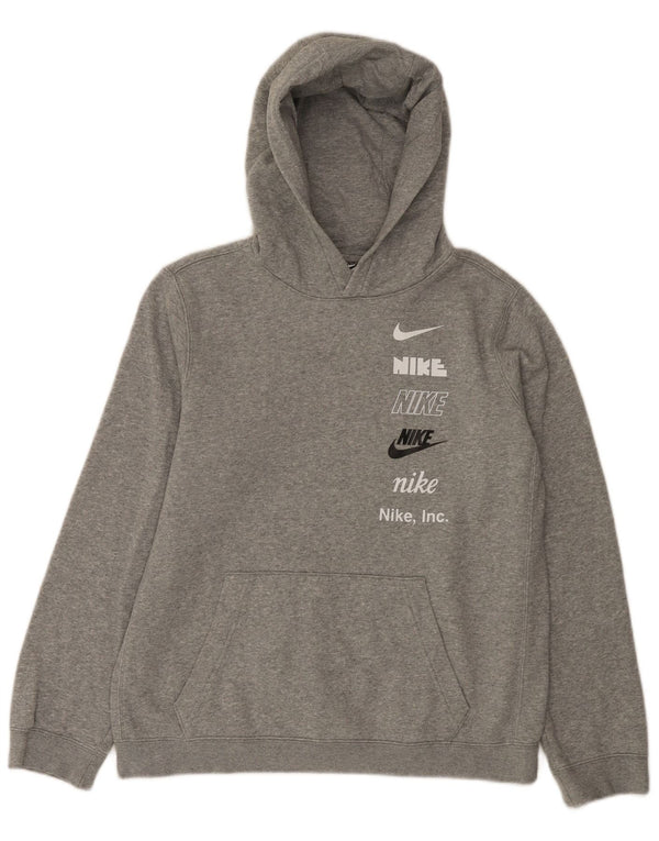 Jumper com capuz gráfico Nike Boys 13-14 anos XL cinza algodão