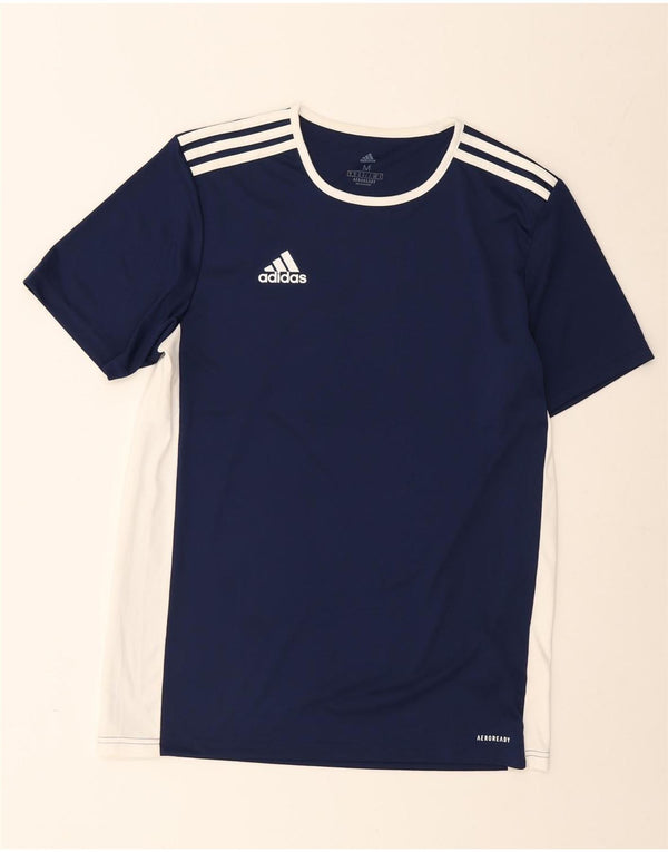 Adidas Mens Aeroready Camiseta Top Médio Azul Marinho Colourblock Poliéster