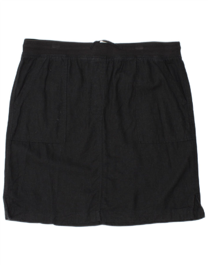 Minissaia feminina MARKS & SPENCER Reino Unido 16 grande W34 linho preto