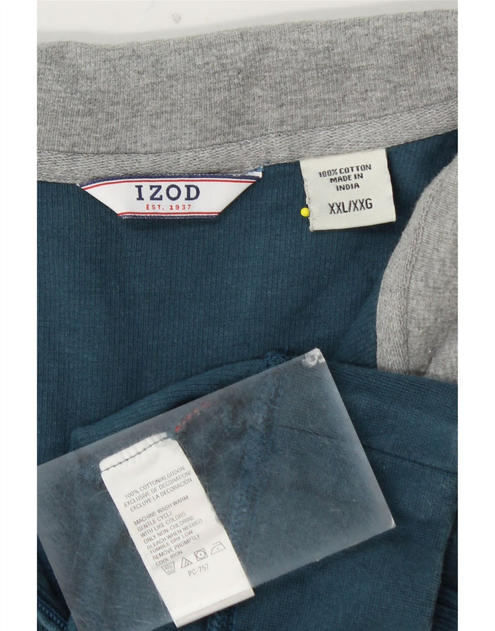 IZOD moletom masculino com zíper e gola alta 2XL algodão azul
