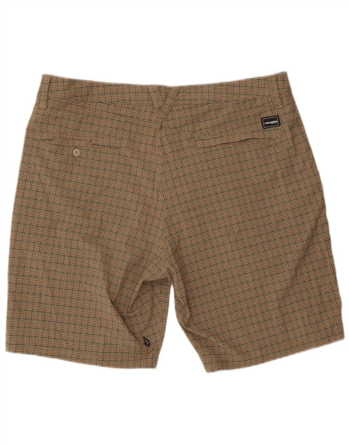 Volcom Mens Chino Shorts W38 XL Bege Houndstooth Poliéster