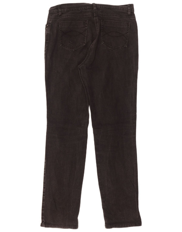 Jeans Marks & Spencer feminino slim UK 14 grande W32 L32 algodão preto