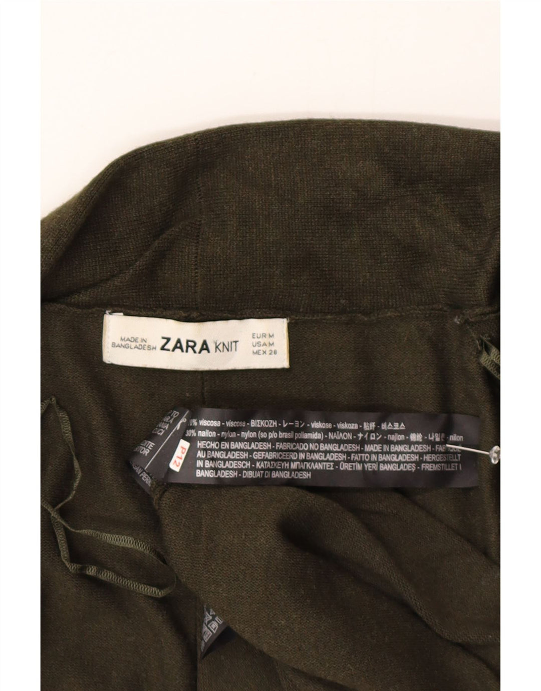 Zara Suéter Cardigan Aberto Feminino Reino Unido 12 Viscose Verde Médio