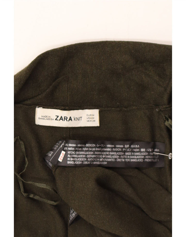 Zara Suéter Cardigan Aberto Feminino Reino Unido 12 Viscose Verde Médio