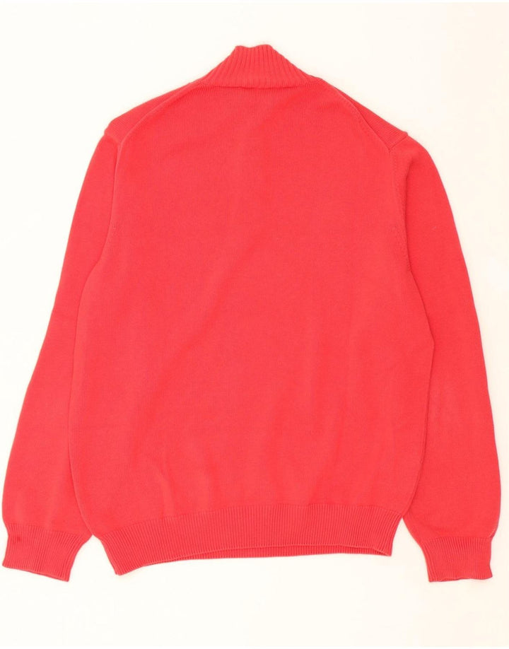 HENRY COTTONS Mens Zip Neck Jumper Sweater XL Red Cotton Vintage Henry Cottons and Second-Hand Henry Cottons from Messina Hembry 