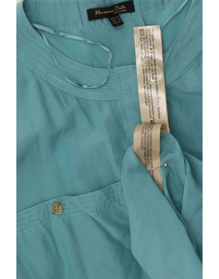 Blusa feminina grande Massimo Dutti EU 40 algodão turquesa médio