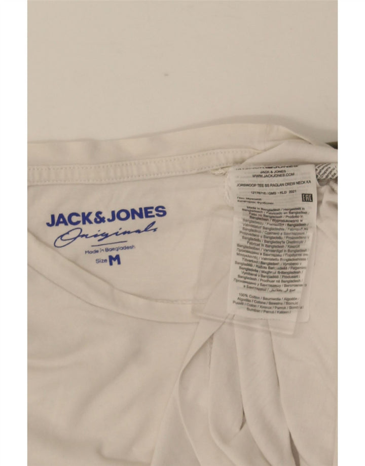 Camiseta masculina JACK & JONES de algodão camuflado branco médio