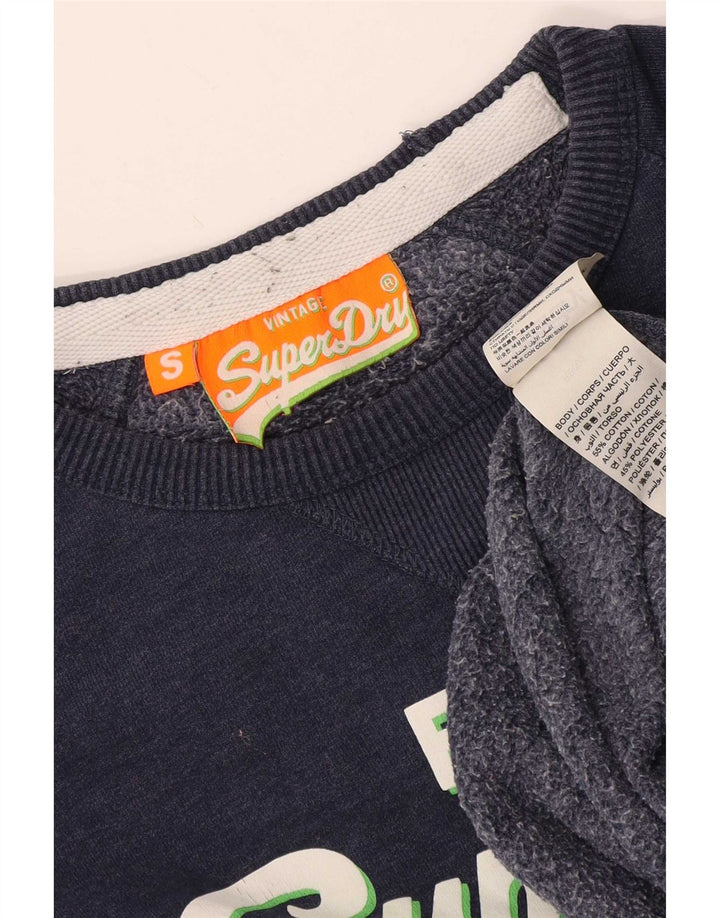 Superdry moletom gráfico masculino jumper pequeno algodão azul marinho