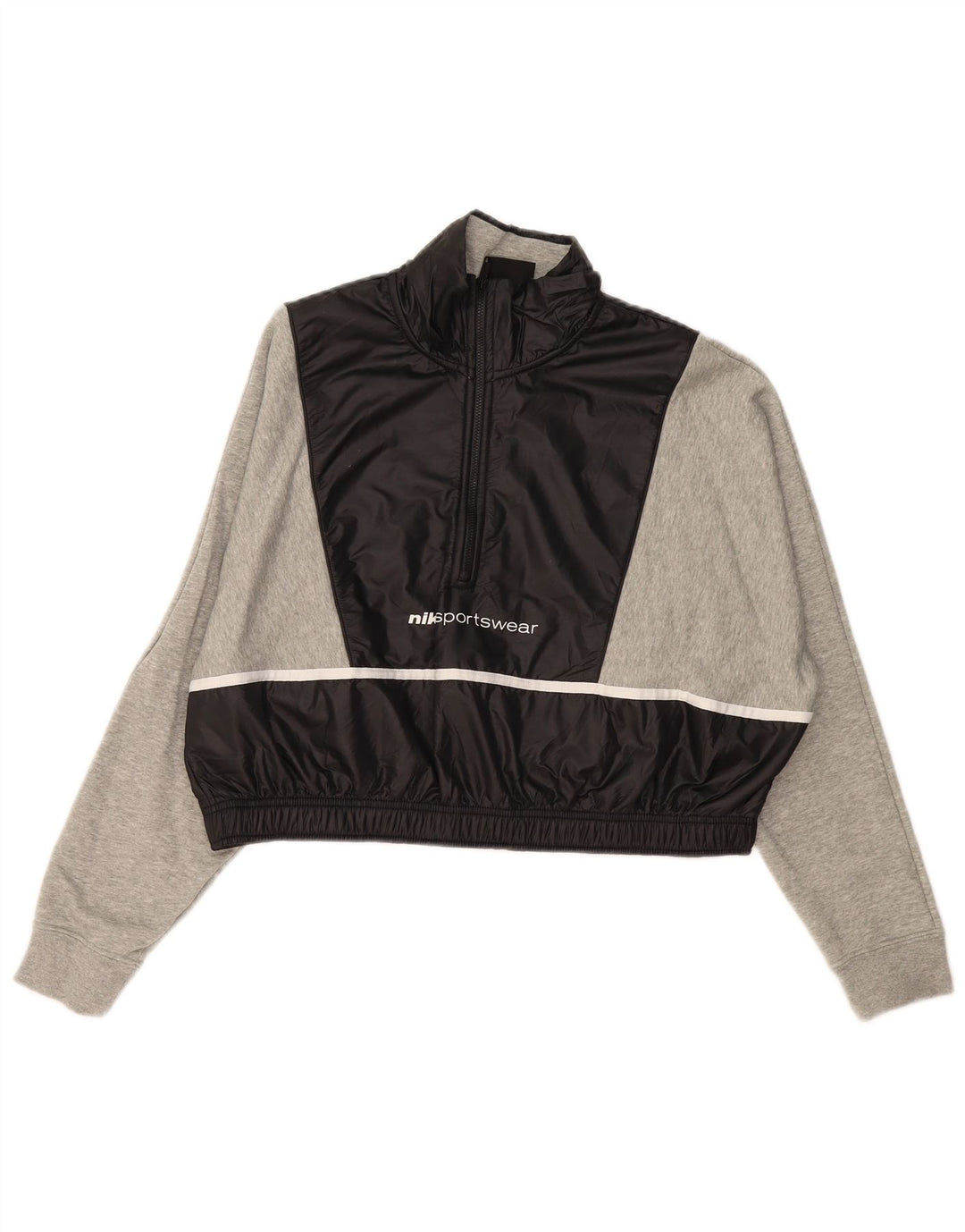 NIKE feminino oversized crop moletom jumper UK 16 grande cinza colorblock