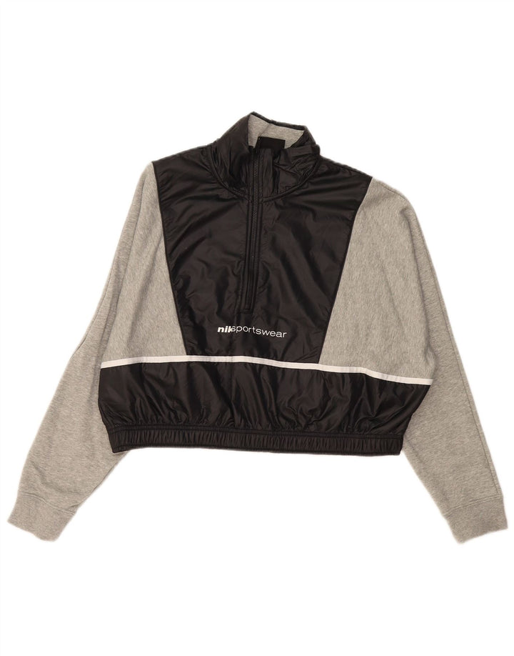 NIKE feminino oversized crop moletom jumper UK 16 grande cinza colorblock