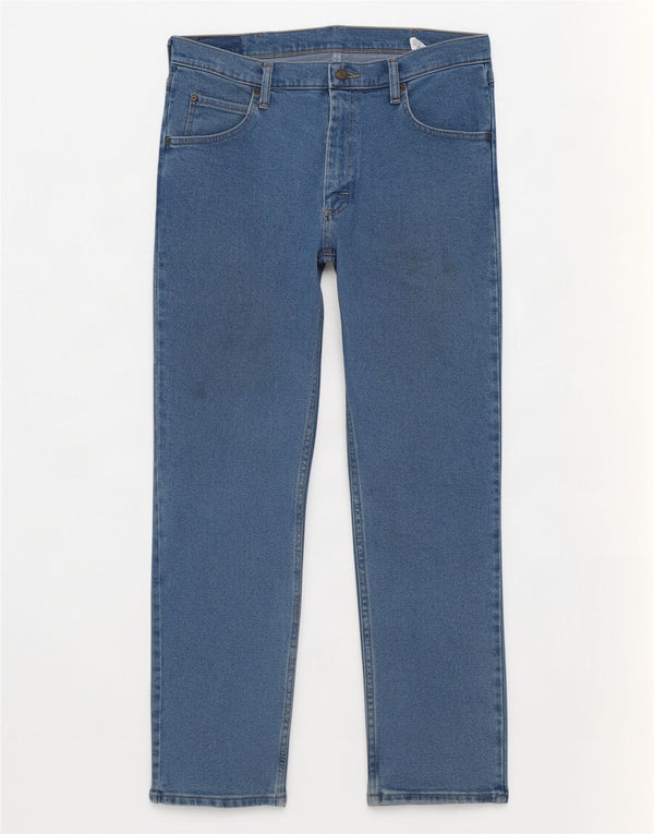 Wrangler Mens Straight Jeans W34 L30 Blue Cotton