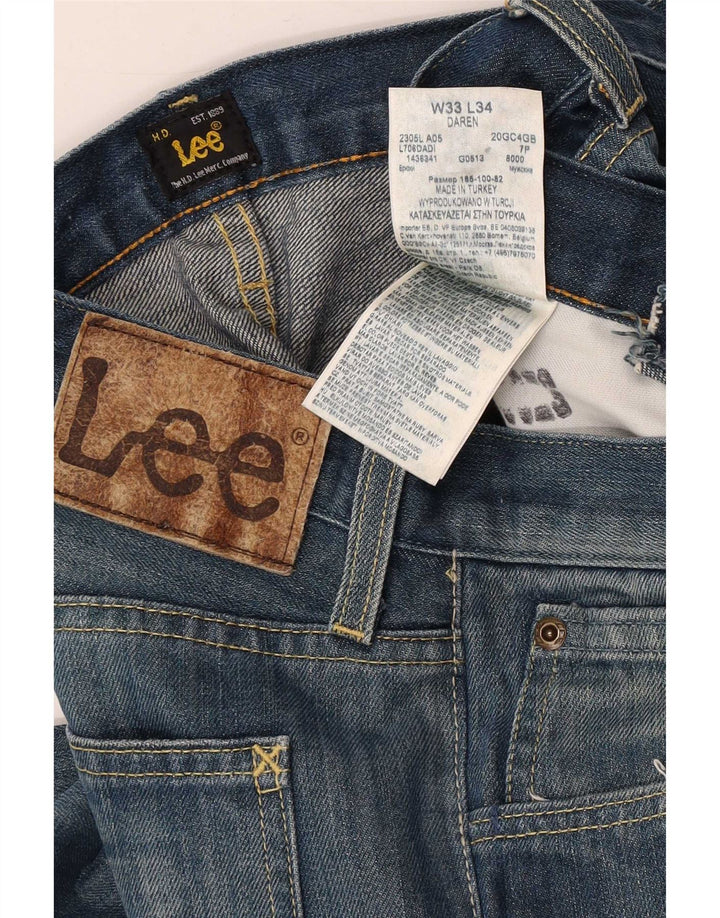 Lee Mens Daren Straight Jeans W33 L26 Azul Algodão