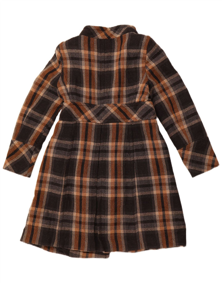 Casaco feminino ZARA com peito duplo Reino Unido 14 grande acrílico xadrez preto