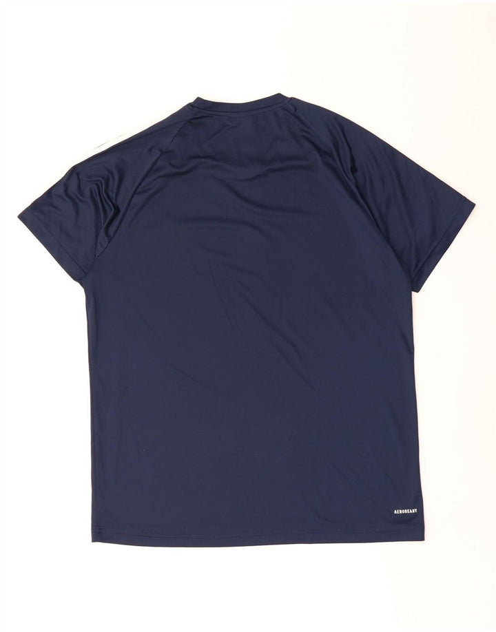 Camiseta masculina Adidas Aeroready Top grande poliéster azul marinho